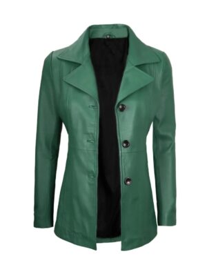 Womens Green Leather Blazer