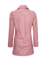 Womens Kandis Pink Real Leather Car Trench Coat