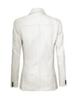 Womens White Button Leather Blazer