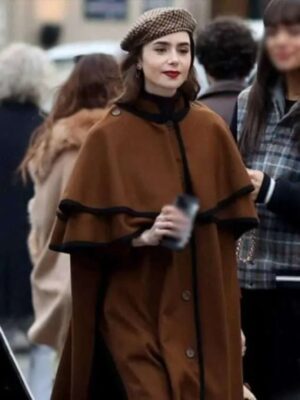 Emily In Paris S04Lily Collins Brown Cape Coat