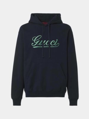 Unisex Gucci Logo Navy Blue Hoodie