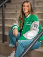 Kylie Kelce 90s Philadelphia Eagles Letterman Bomber Jacket