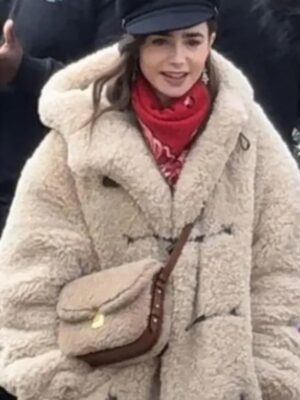 Lily Collins Shearling Jacket