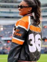 Chicago Bears Simone Biles Custom Varsity Leather Jacket