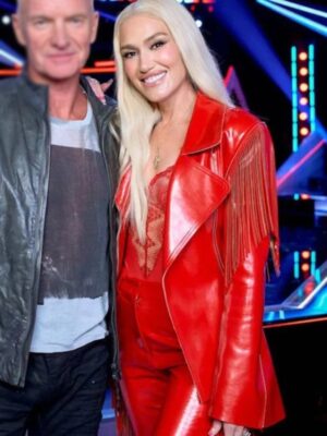 The Voice Season 26 Gwen Stefani Red Leather Fringe Jacket