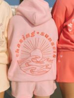 Pink Palm Puff Chasing Sunsets Oversized Hoodie