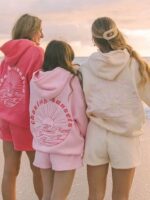 Pink Palm Puff Chasing Sunsets Oversized Pink Hoodie