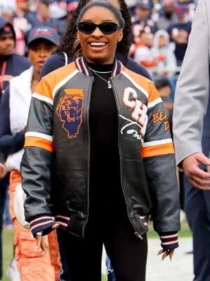 Chicago Bears Simone Biles Custom Varsity Jacket