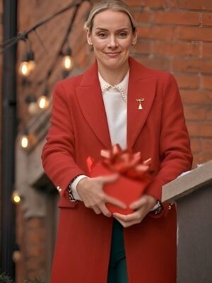 Rachel Skarsten The Christmas Charade 2024 Whitney Wool Trench Coat