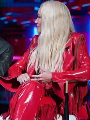 Gwen Stefani The Voice Red Fringe Blazer