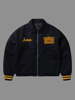 Arsenal x Aries 1886 Black Wool Bomber Jacket