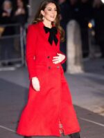 Kate Middleton Christmas Carol Service Long Red Coat