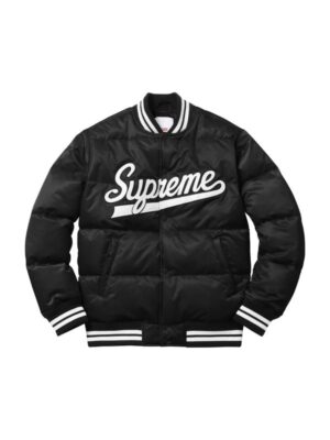 Mens Puffy Snap-Tab Varsity Jacket