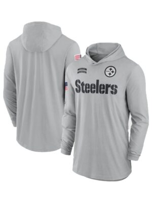 NFL Pittsburgh Steelers 2024 Salute to Service Gray Pull-Over Hoodie