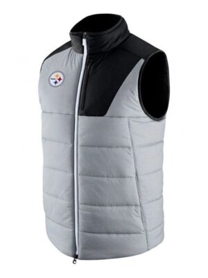 Pittsburgh Steelers NFL Black and Grey Puffer Vest