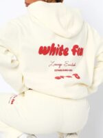 Oversized Re-create Unisex White Fox Era 8 Cream Hoodie