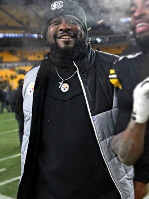 Recreated - Pittsburgh Steelers NFL Black and Grey Puffer Vest