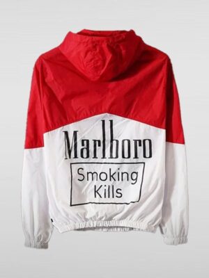 Red and White Marlboro Smoking Kills Hooded Jacket