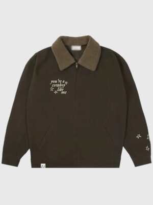 Cowboy Like Me Taylor Swift Brown Cotton with Shearling Collar Jacket