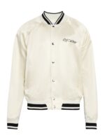 The Kelly Curtis James Jackson White Satin Bomber Jacket