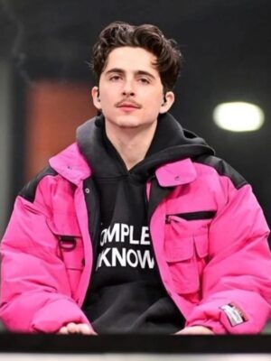 Timothee Chalamet Pink Puffer Jacket