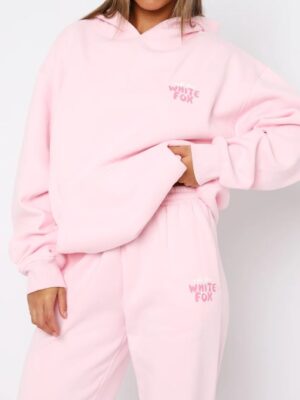 White Fox With Love Always Light Pink Hoodie