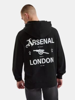 Arsenal London 1886 Graphic Pullover Black Hoodie