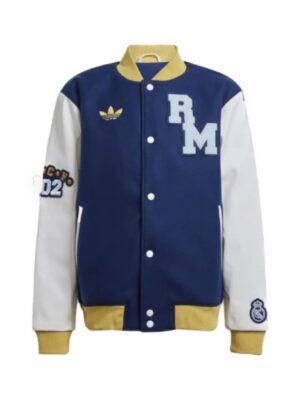 Blue White RM Real Madrid Varsity Jacket