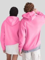 Unisex Hello Kitty Embossed Face Pullover Hoodie - Pink & Grey