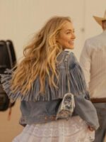 Landman Michelle Randolph Denim Fringe Jacket