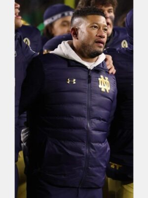 Marcus Freeman Notre Fighting Irish Blue Puffer Jacket