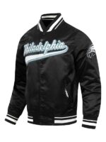 Nick Foles Philadelphia Eagles Black Satin Bomber Jacket