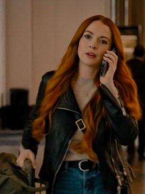 Lindsay Lohan 2024 Our Little Secret Avery Black Leather Jacket