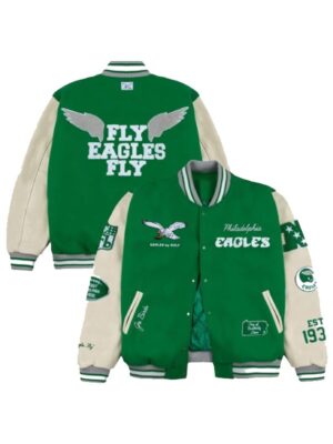 Kelly Green GOLF WANG Philadelphia Eagles Letterman Full-Snap Jacket