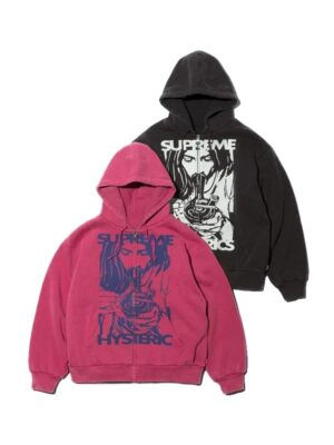 Re Create Supreme Hysteric Glamour Zip-Up Black and Red Hoodie