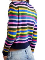 Shrinking Christa Miller Rainbow Striped Fleece Cardigan