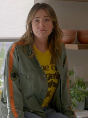 Shop Christa Miller Shrinking Liz Green Army Shirt Jacket