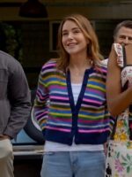 TV Series Shrinking Liz Rainbow Rainbow Striped Fleece Cardigan