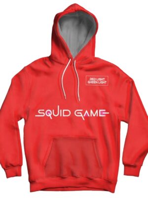 Game Doll Red Light Green Light Pullover Hoodie Jacket - Red & Black