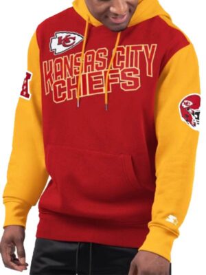 Re Worked Kansas City Chiefs Starter Red & Yellwo Extreme Pullover Hoodie