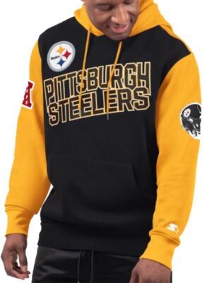 Re Done Pittsburgh Steelers Starter Black & Yellow Extreme Pullover Hoodie