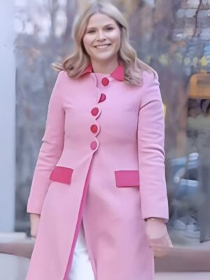 The Today Show 2025 Jenna Bush Hager Red & Pink Scallop Wool Coat