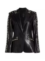 The Voice Reba Mcentire Sleeves Black Leather Jacket