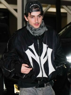 2025 Timothée Chalamet SNL NY Satin Zipper Jacket