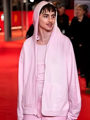 Berlin Festival 2025 Timothee Chalamet Pink Zip-Up Hoodie