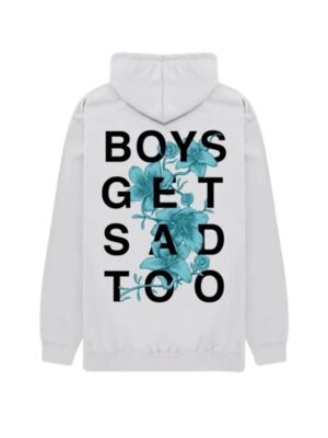 Boys Get Sad Too White Hoodie