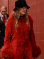 Chiefs vs Texans Game Taylor Swift Red Fur Coat