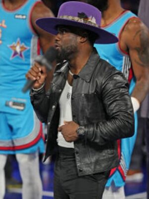 74th All-Star Gae Kevin Hart Black Leather Jacket