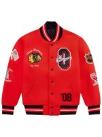 OVO x NHL Chicago Blackhawks Wool Red Varsity Jacket