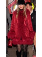 Taylor Swift Chiefs Game Red Fur Coat